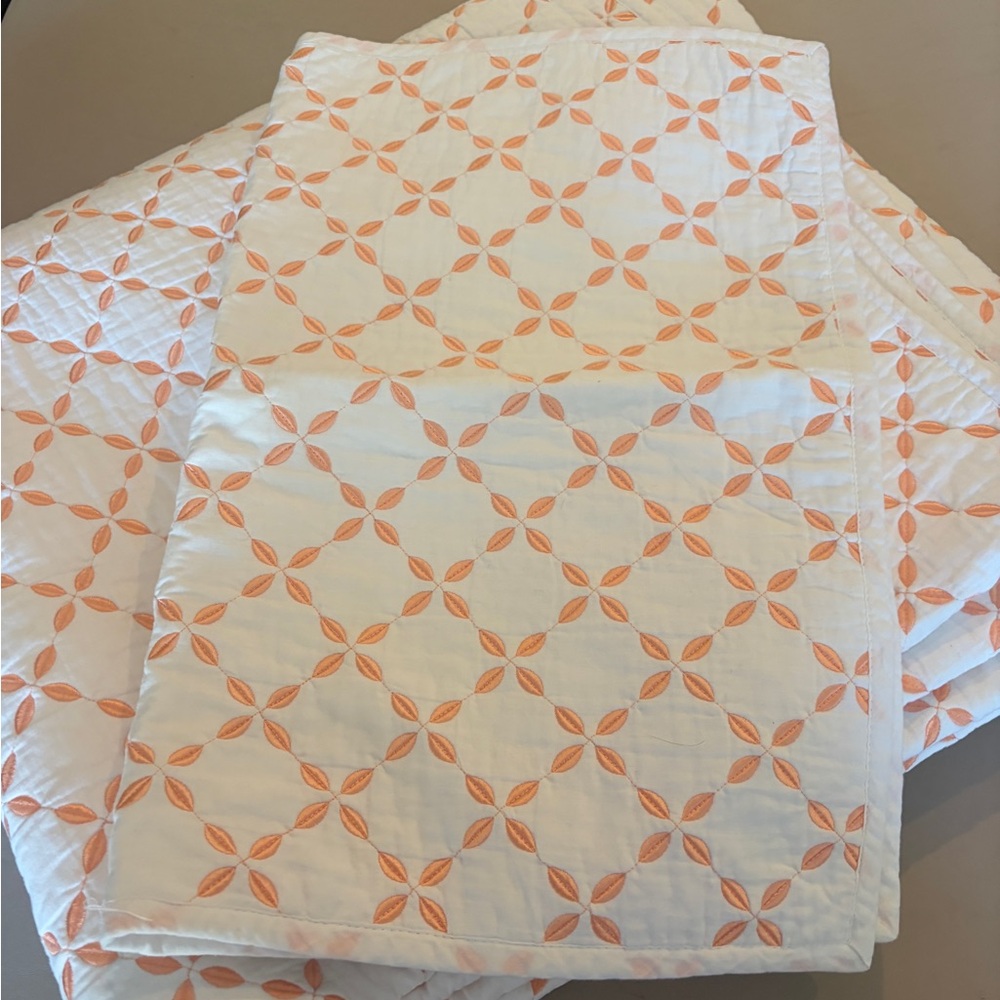 Rachel Zoe Orange and White Floral Quilt